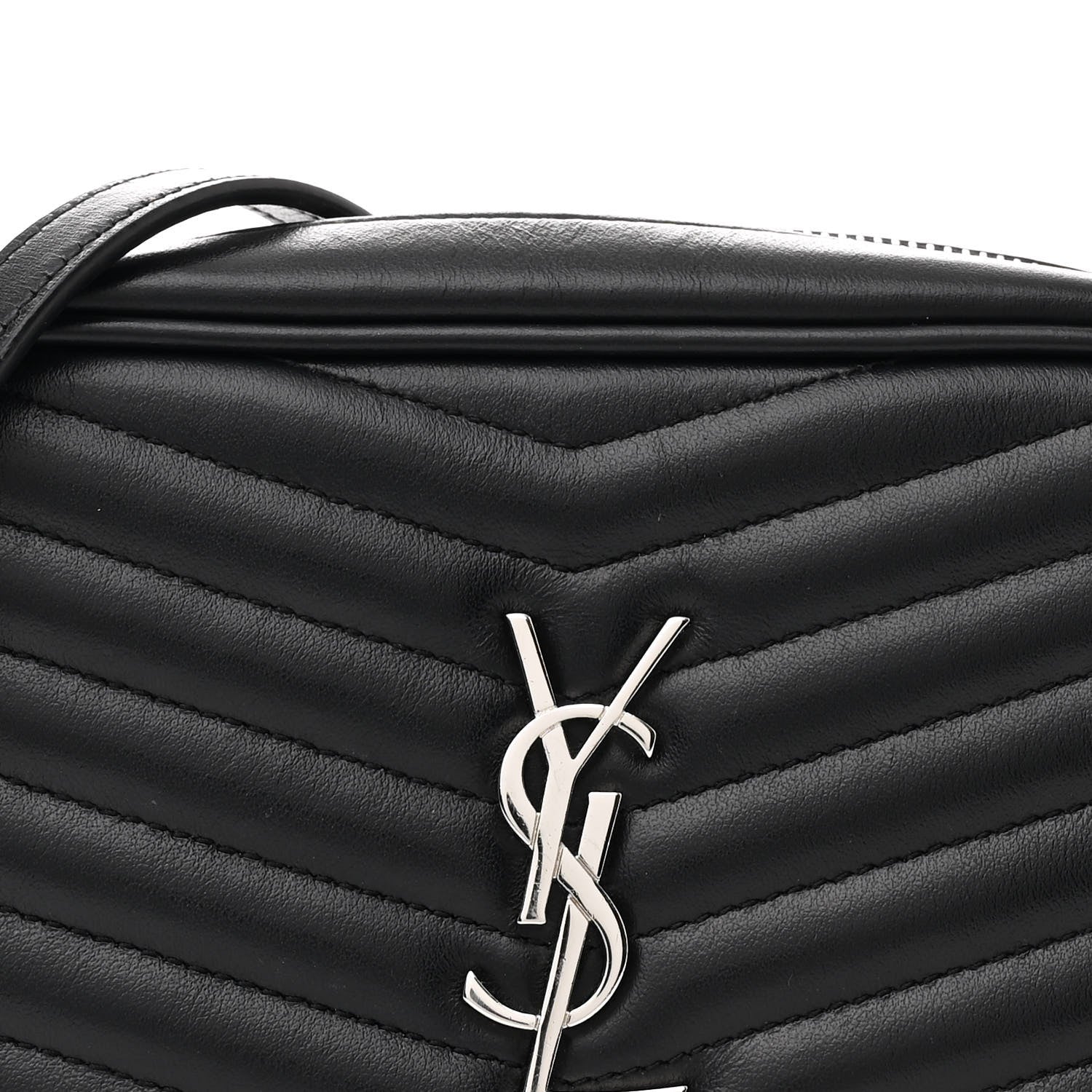 Saint Laurent Calfskin Matelasse Monogram Mini Lou Camera Bag Black 8 of 12