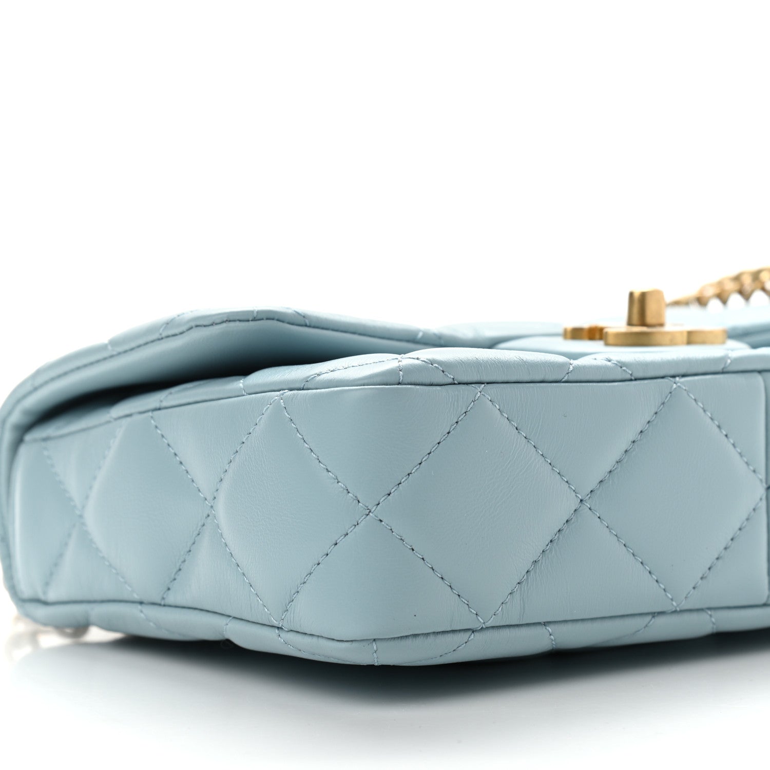 Chanel Lambskin Enamel Quilted Pending CC Mini Square Flap Light Blue 8 of 9