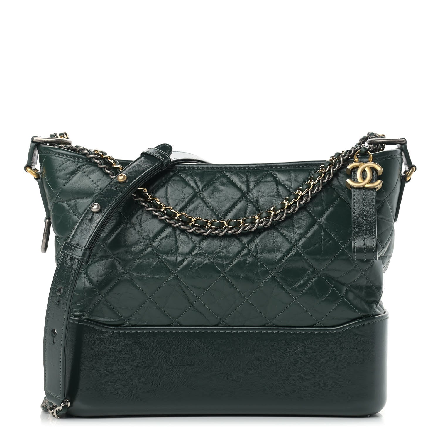 Chanel Aged Calfskin Quilted Medium Gabrielle Hobo Dark Green 1 of 10