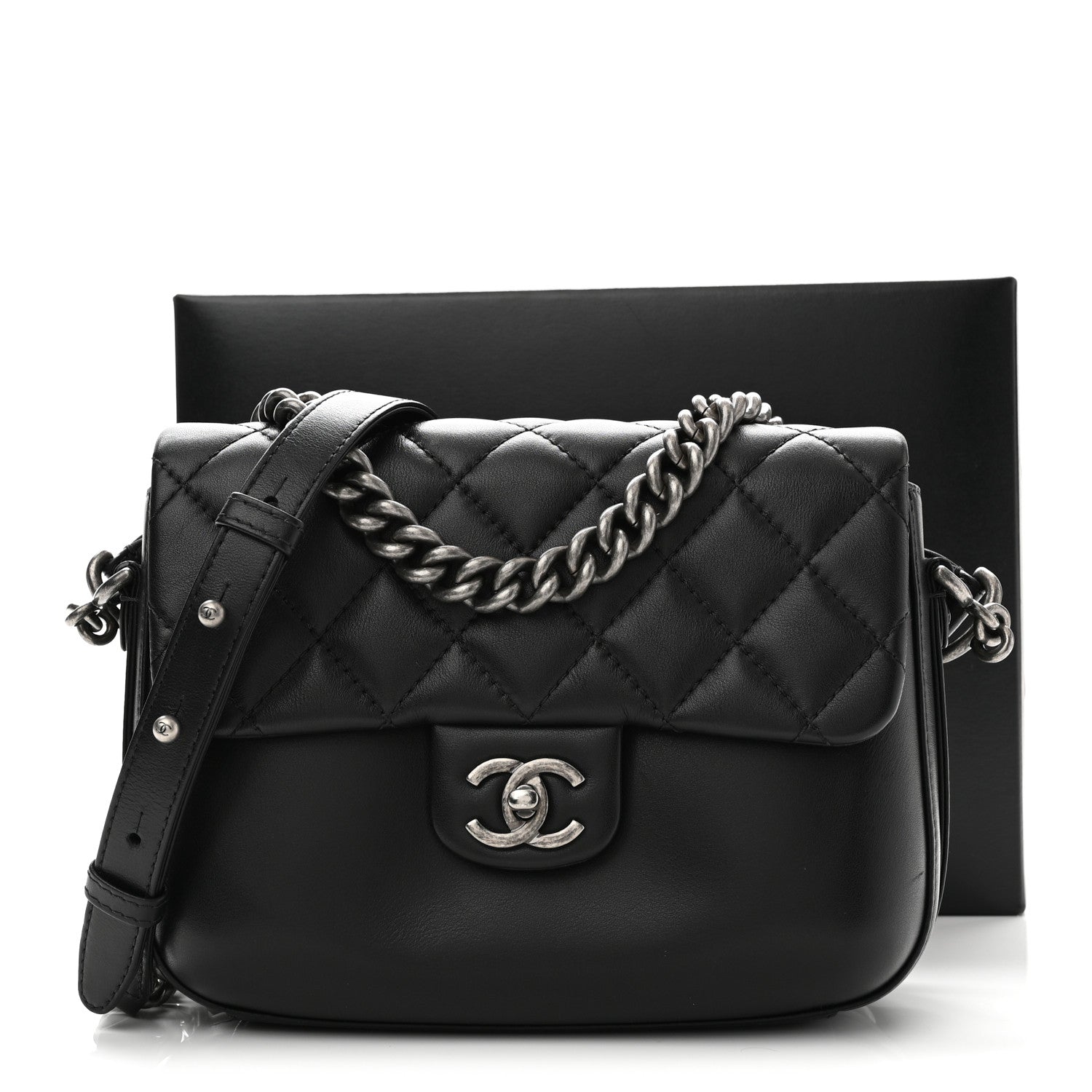Chanel Calfskin Quilted Medium Rock My Shoulder Flap Black 11 of 11
