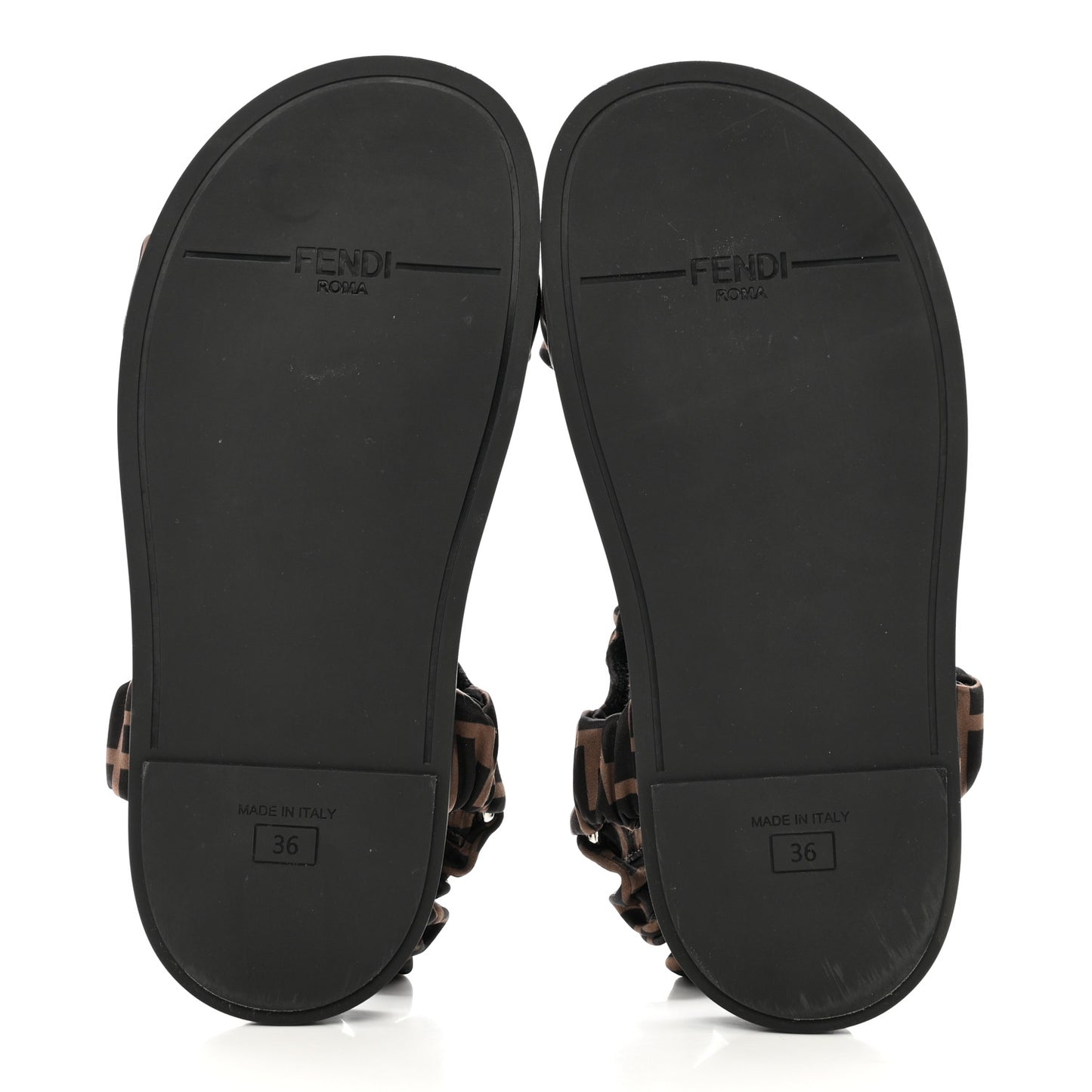 Satin FF Ruched Sandals 36 Tobacco Black