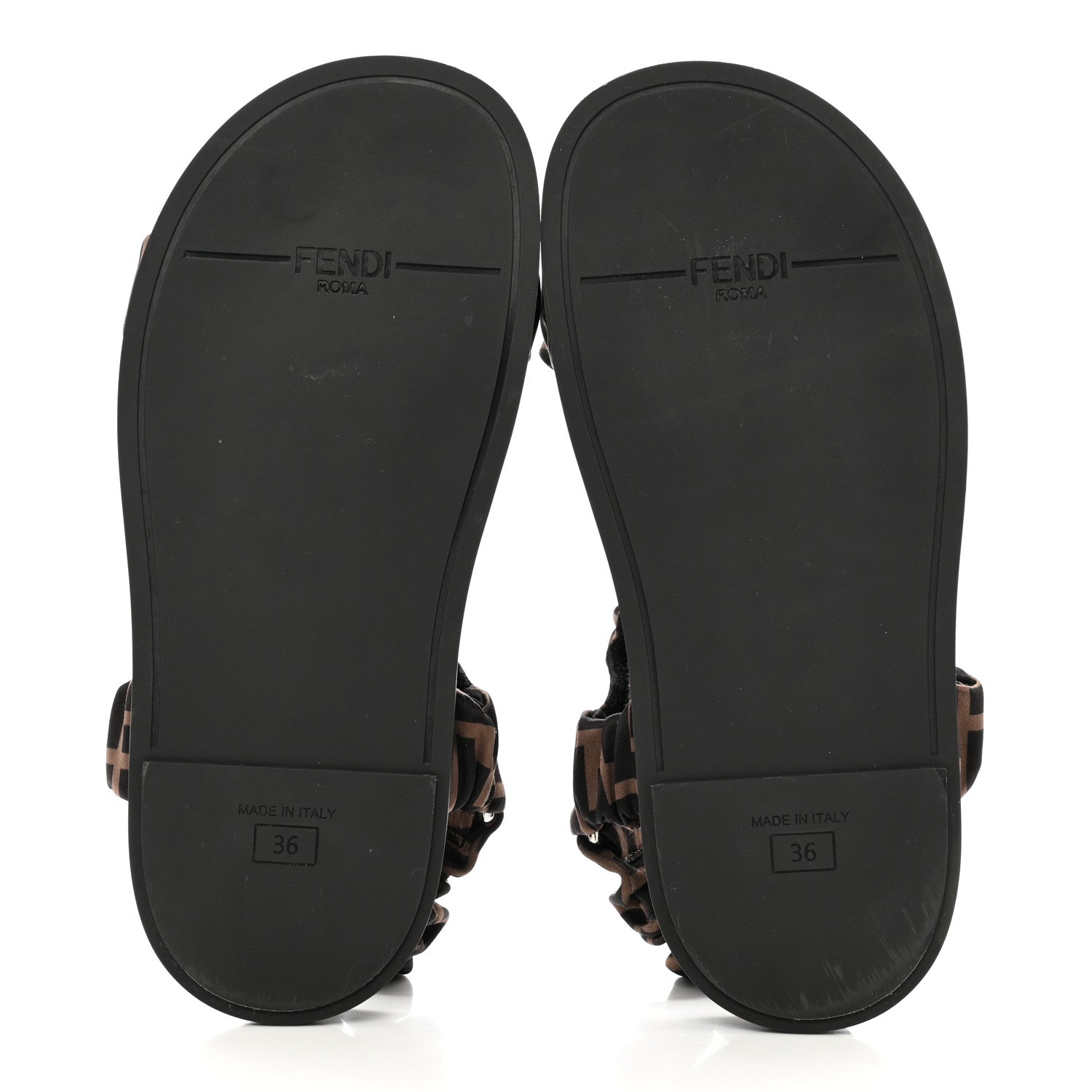 Fendi Satin FF Ruched Sandals 36 Tobacco Black 5 of 9