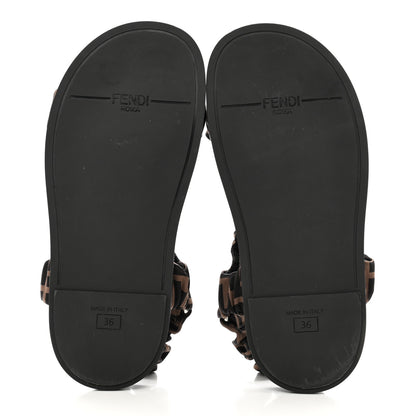 Fendi Satin FF Ruched Sandals 36 Tobacco Black 5 of 9