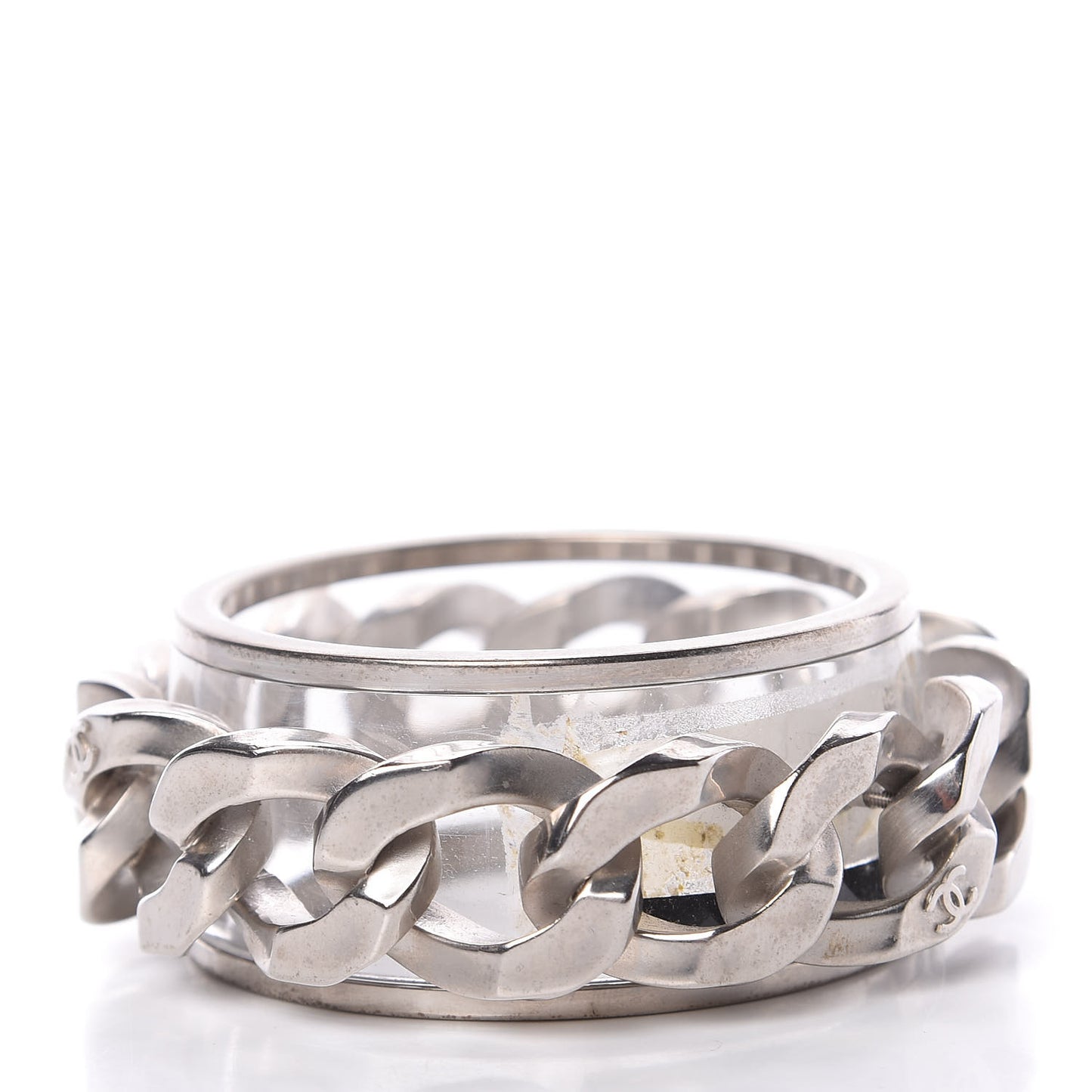 Lucite CC Chain Bangle Silver