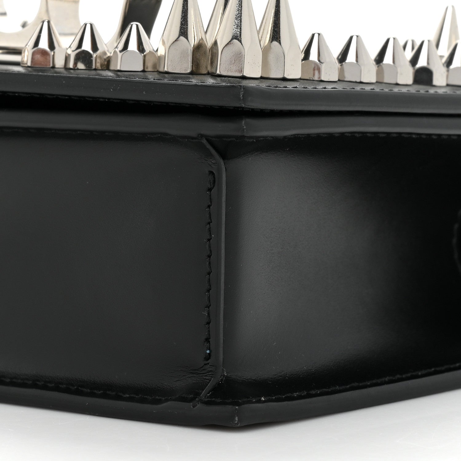 Alexander McQueen Calfskin Studded Knuckle Satchel Black Silver 7 of 10