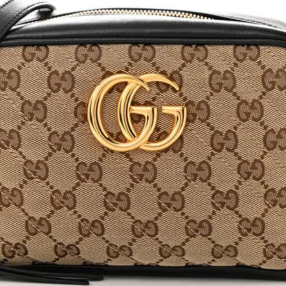 Gucci Monogram Matelasse Diagonal Small GG Marmont Chain Shoulder Bag Beige Black 7 of 10