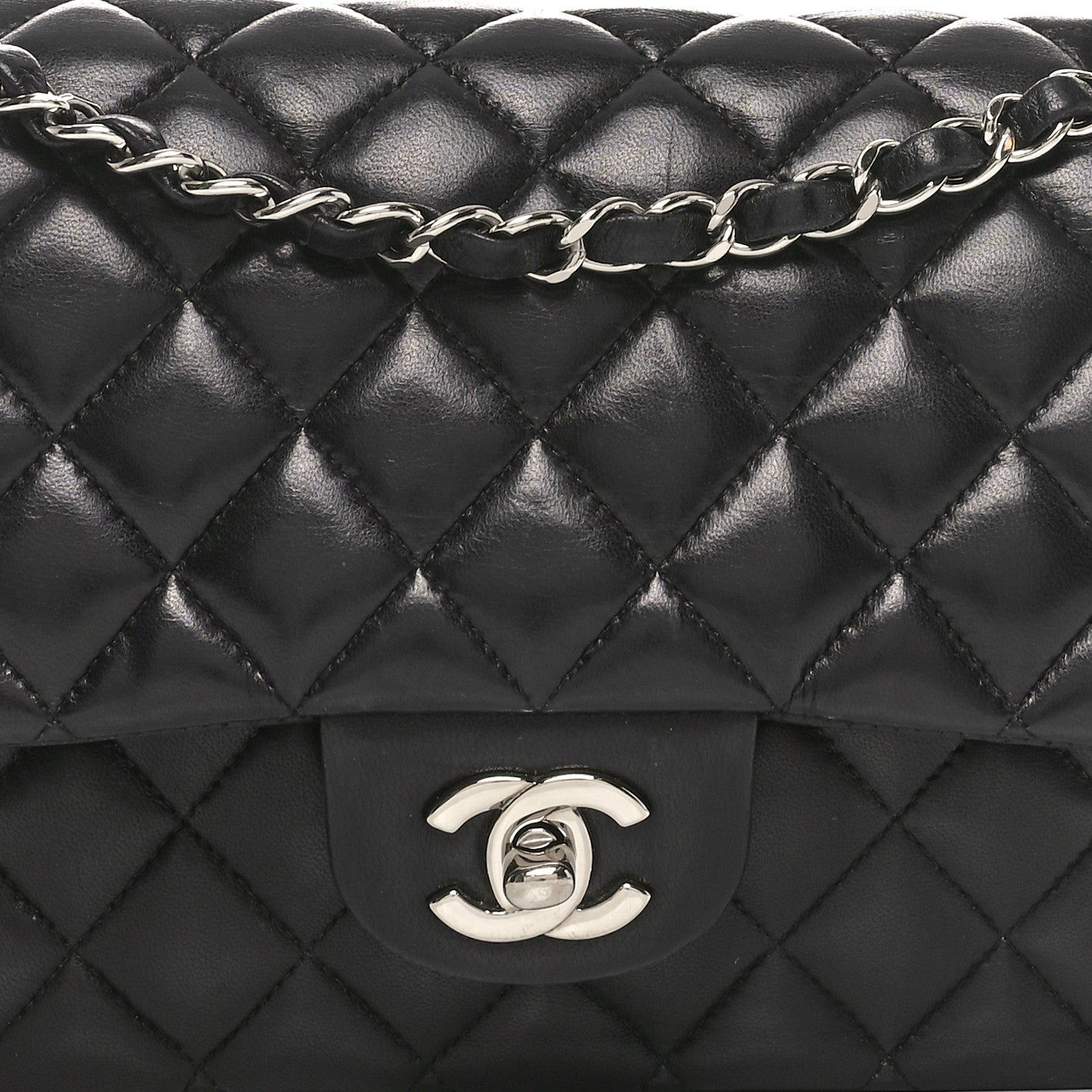 Chanel Lambskin Quilted Medium Double Flap Black 8 of 11
