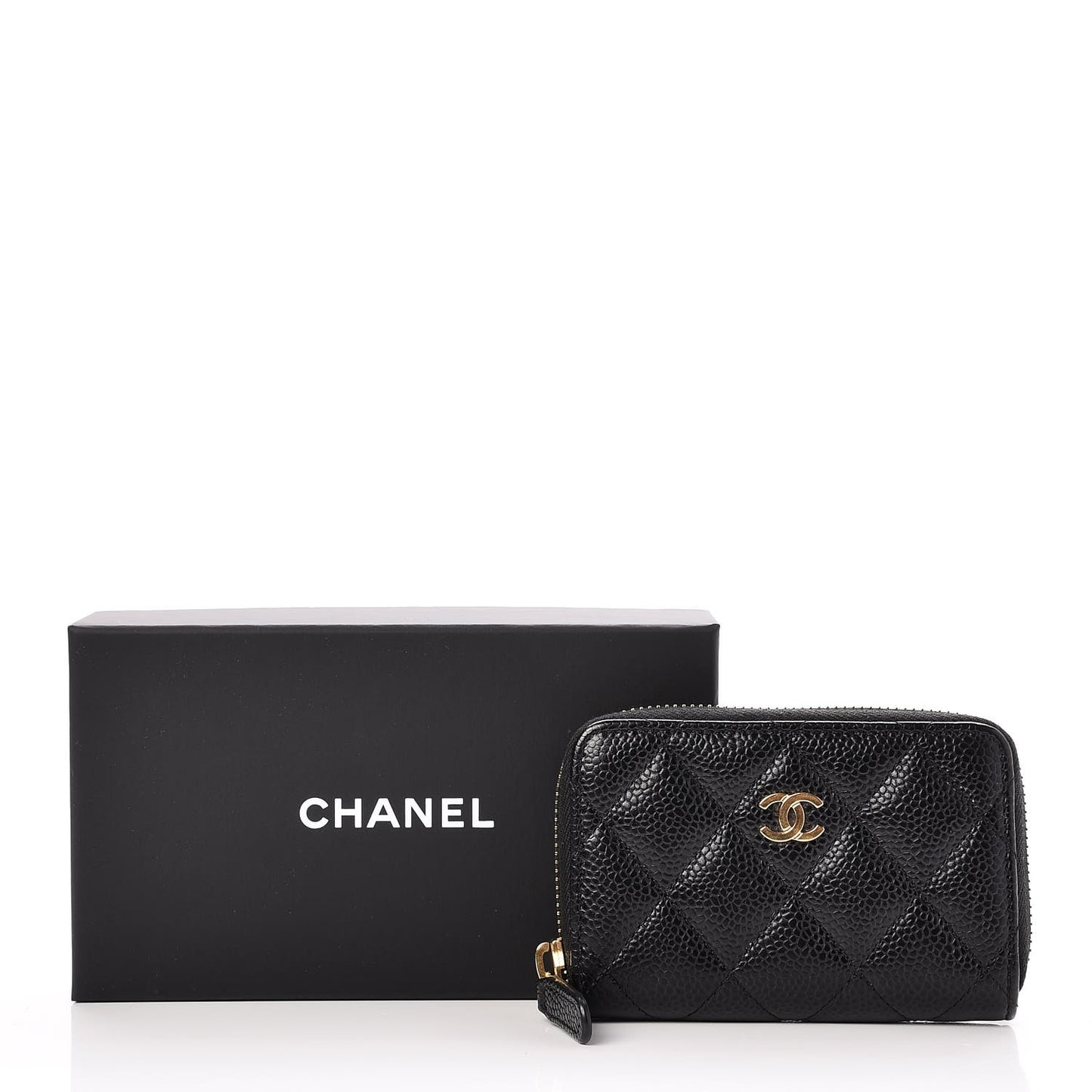 Caviar Quilted Zip Coin Purse Black