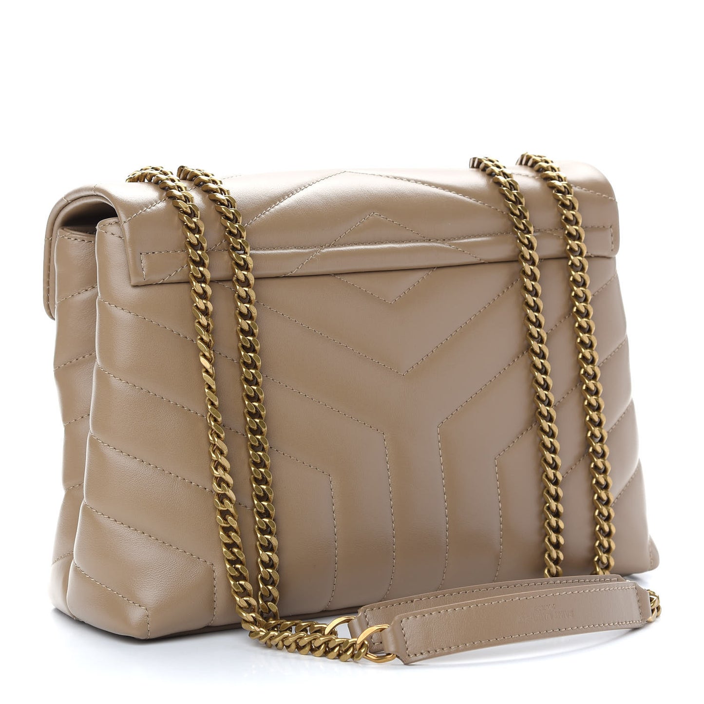 Calfskin Y Quilted Monogram Small Loulou Chain Satchel Nude Powder