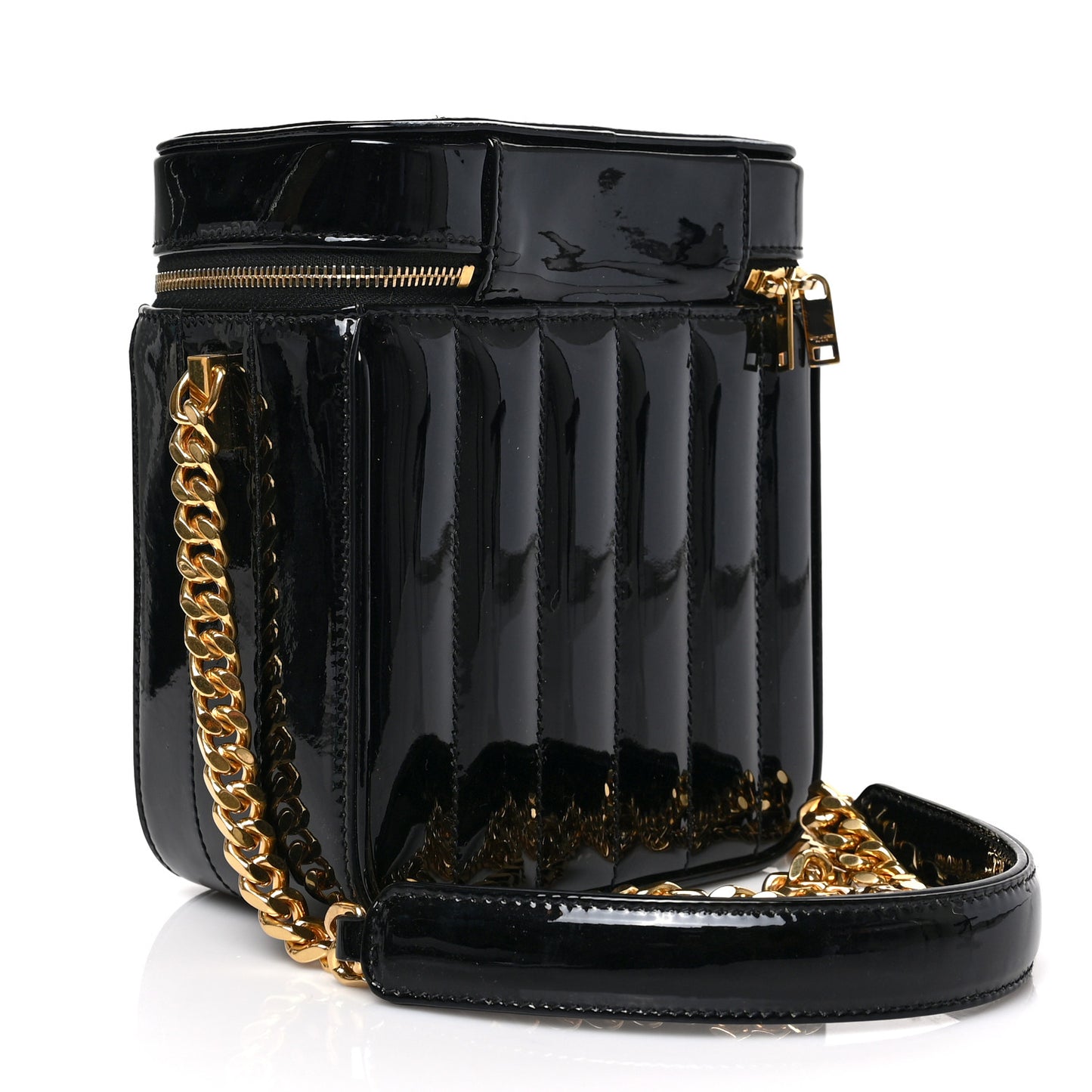 Patent Matelasse Monogram Vicky Vanity Black