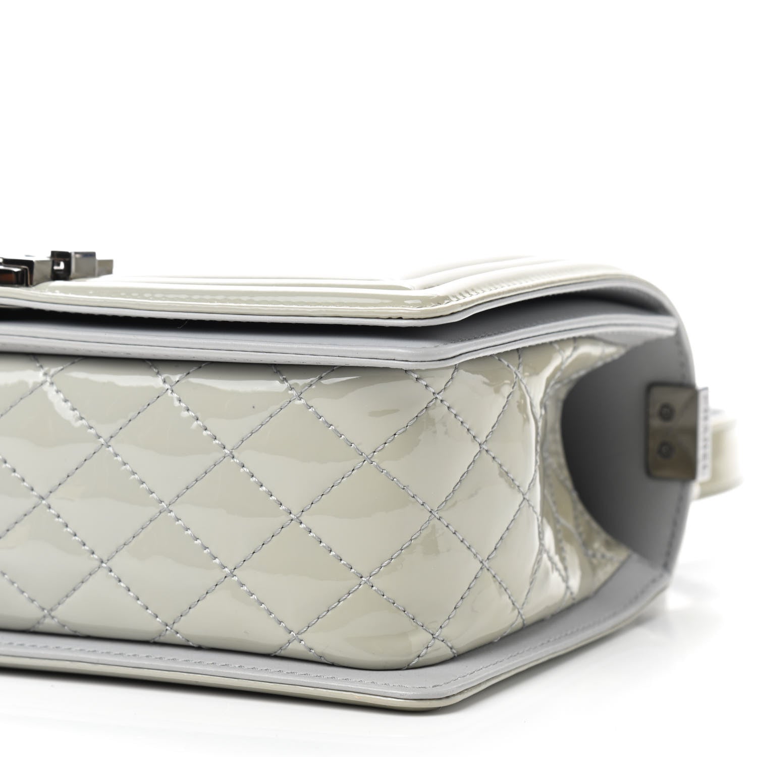 Chanel Patent Chevron Quilted Medium Boy Flap Grey 6 of 8