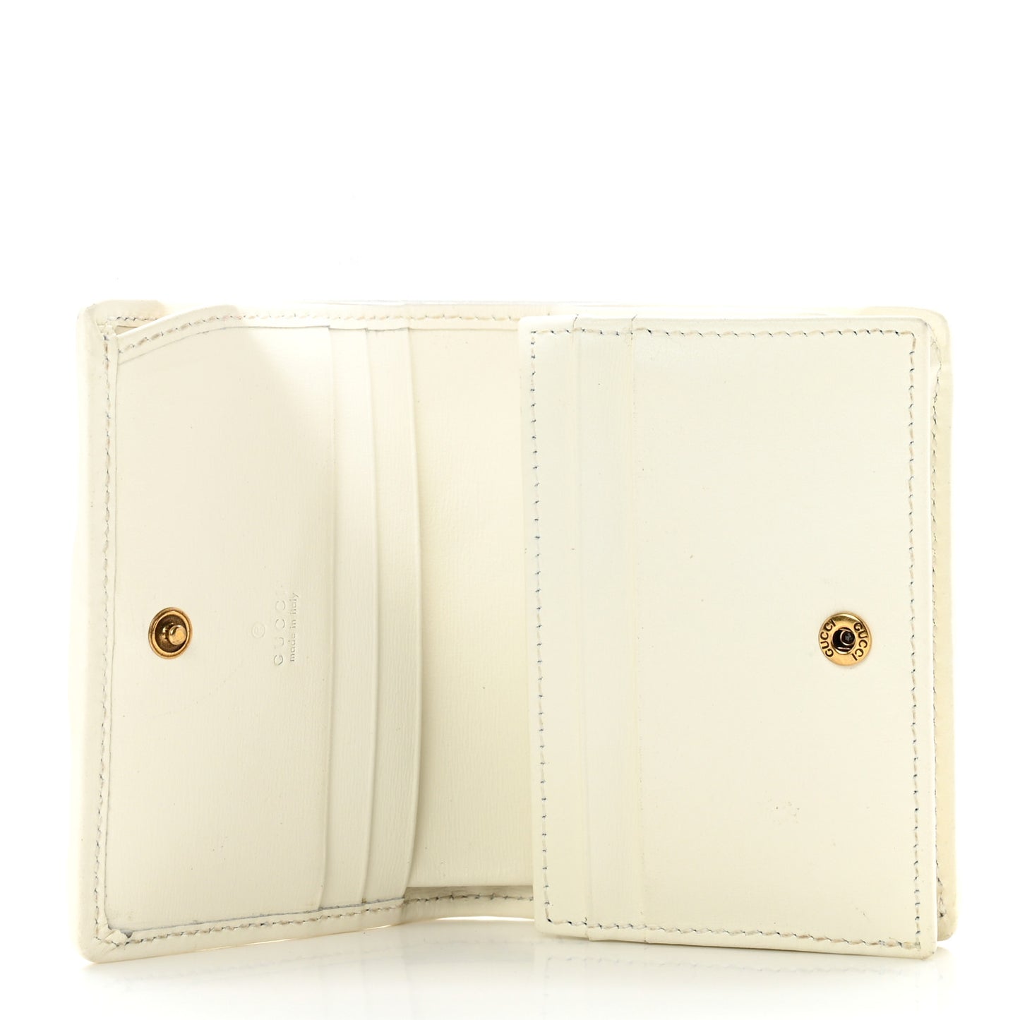 Calfskin Web Trapuntata GG Card Case Wallet Off White