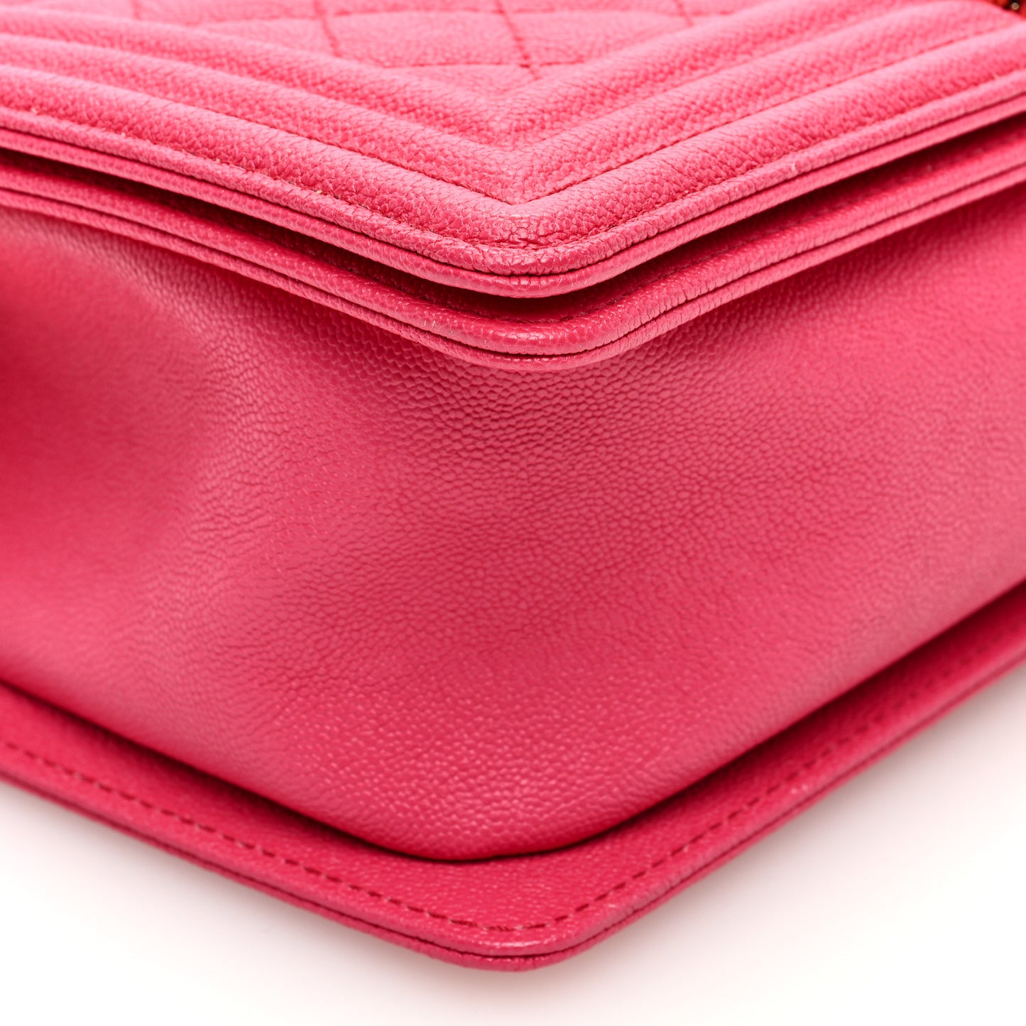 Caviar Quilted Medium Boy Flap Dark Pink