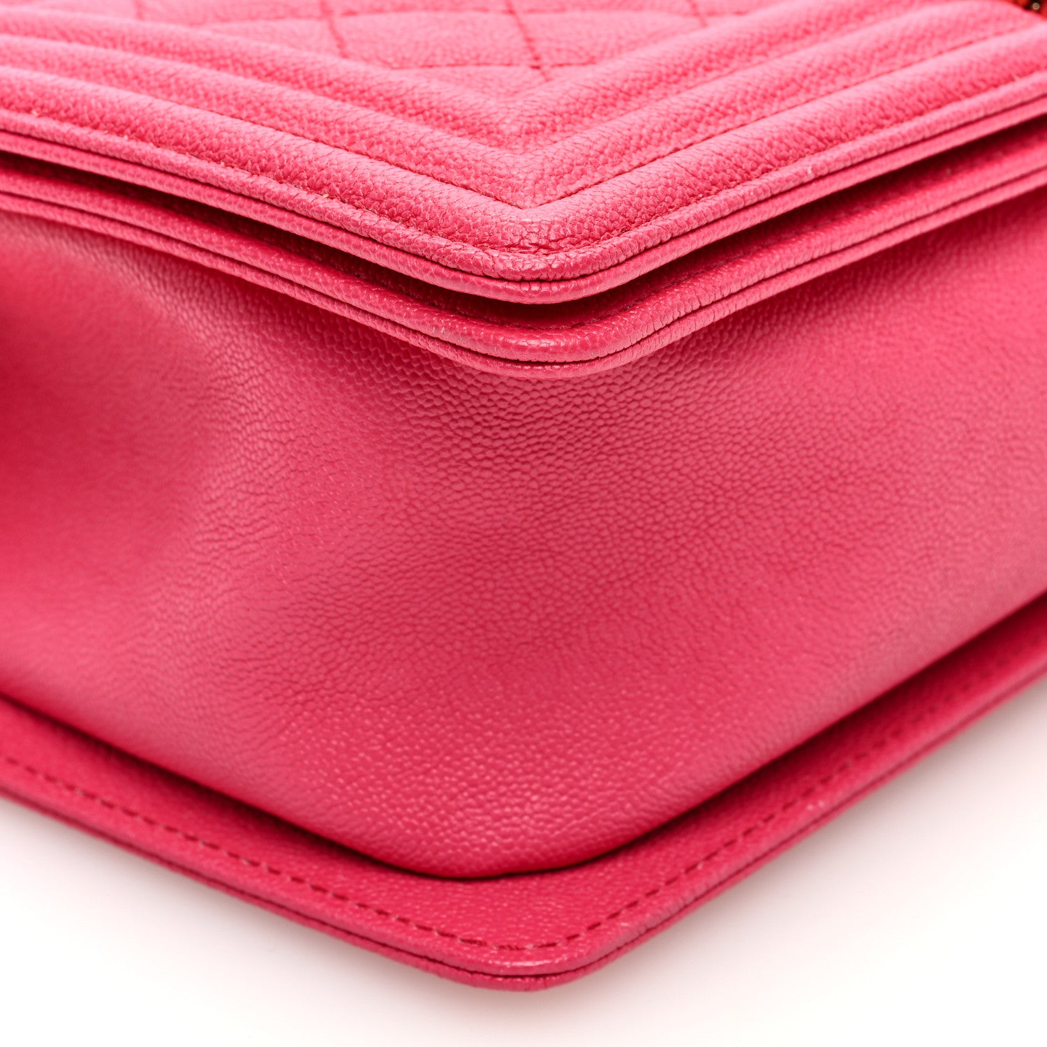 Chanel Caviar Quilted Medium Boy Flap Dark Pink 9 of 10