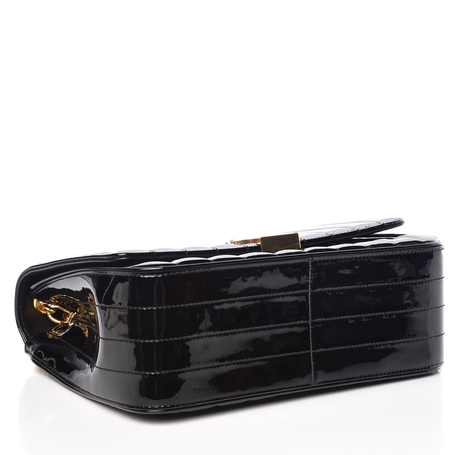 Saint Laurent Patent Matelasse Monogram Large Vicky Chain Bag Black 4 of 11
