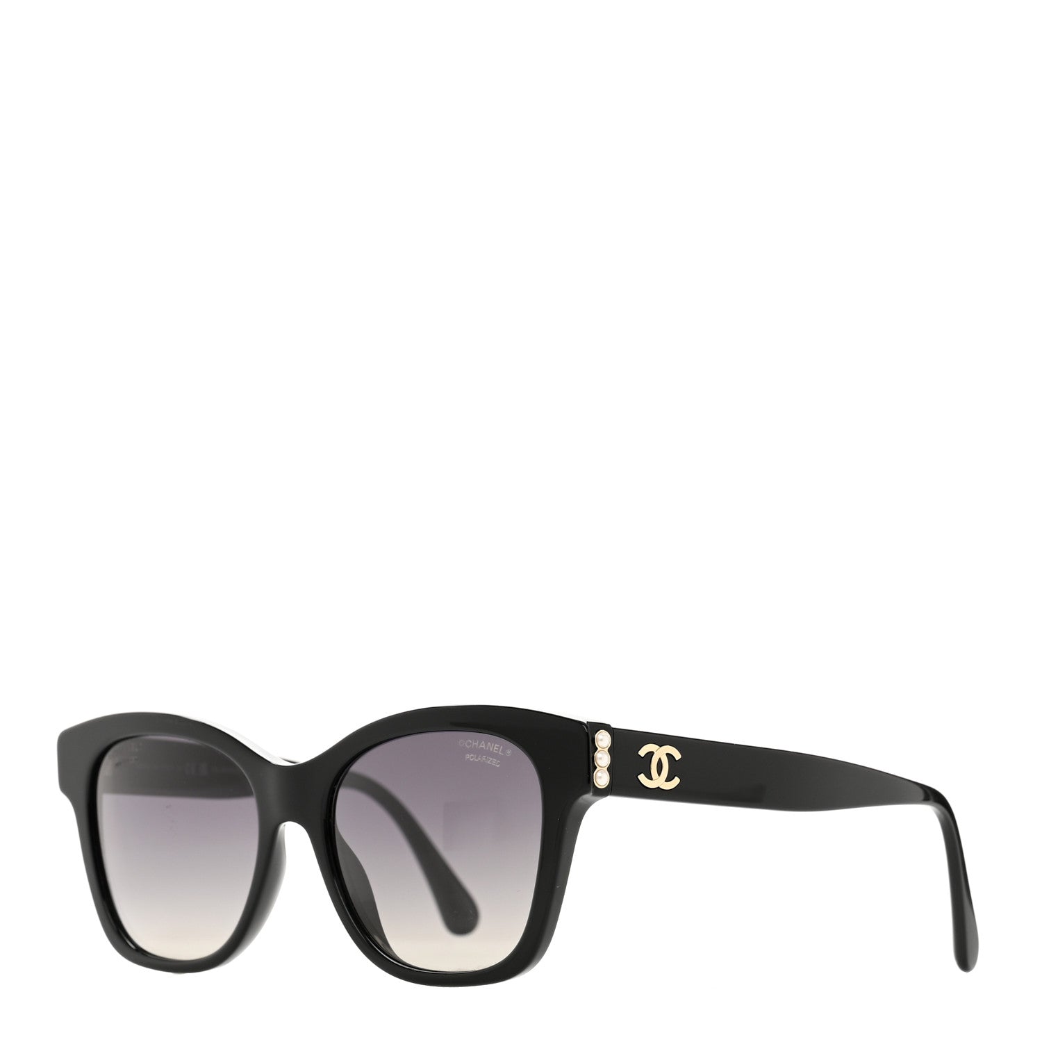 Chanel Acetate Polarized Pearl CC Square Sunglasses 5482-H Black 1 of 7
