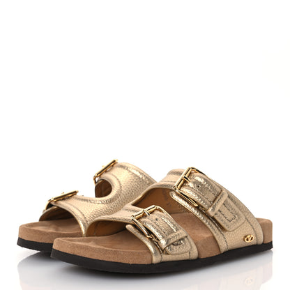 Valentino Garavani Metallic Nappa Anywear Slide Sandals 37 Antique Brass 3 of 10
