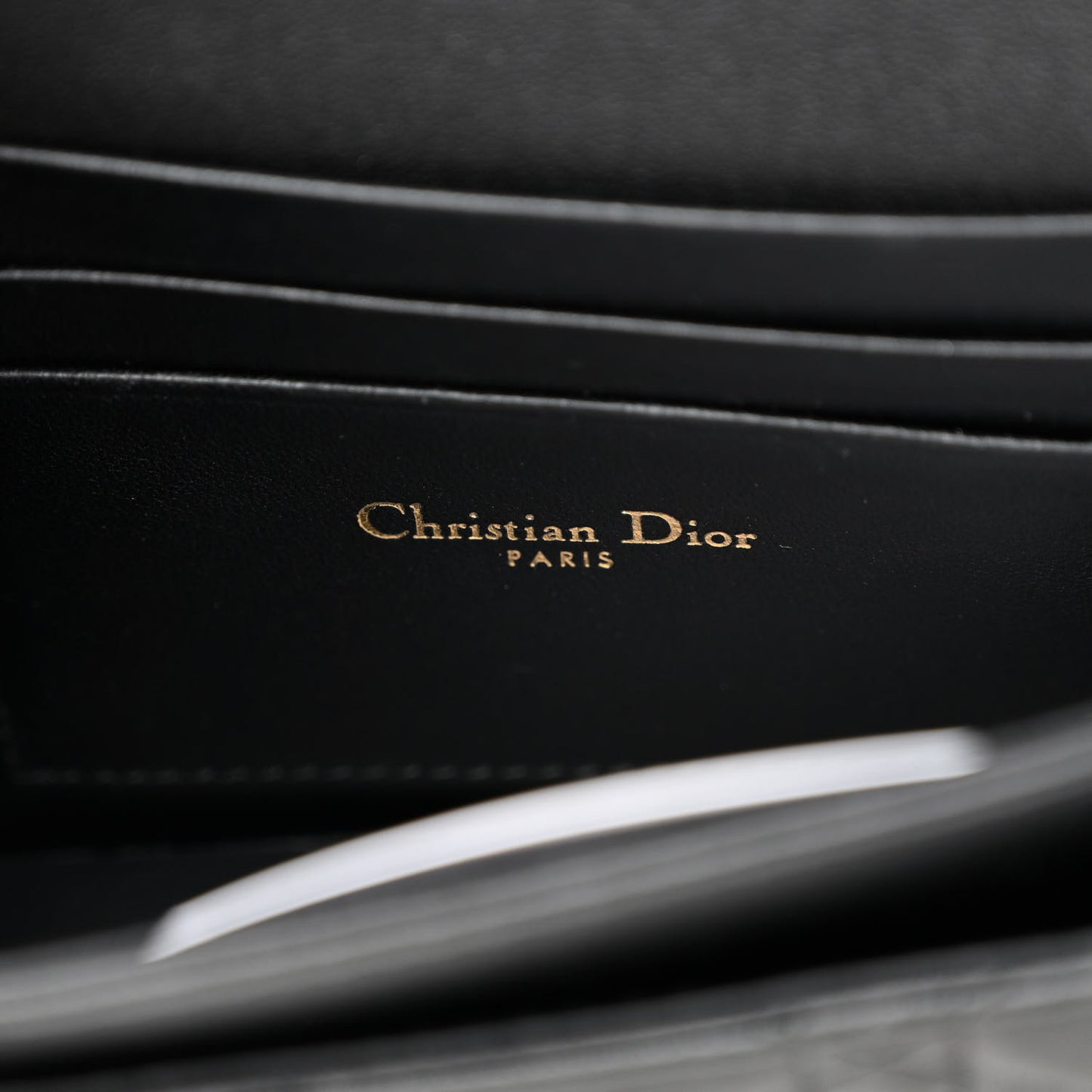 Lambskin Cannage Lady Dior Phone Pouch Black