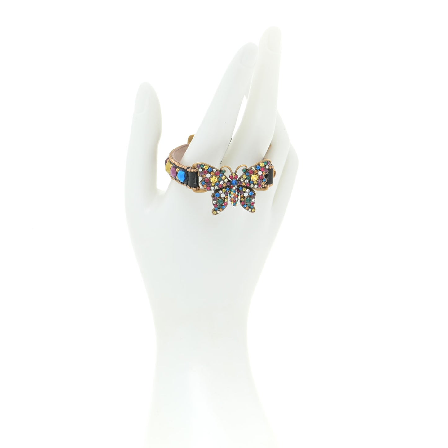Calfskin Crystal Butterfly Bracelet Multicolor
