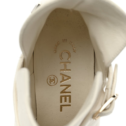 Chanel Lambskin Velvet Cap Toe Short Ankle Boots 37 White 7 of 8