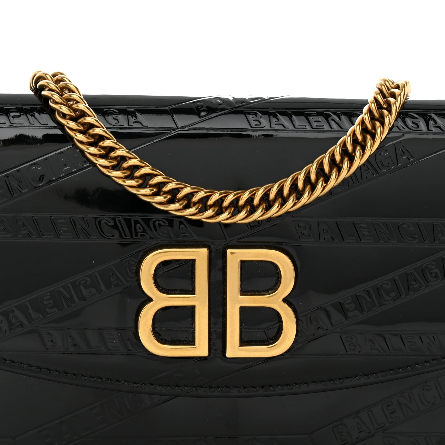 Patent Losange Monogram Embossed BB Wallet On Chain Black