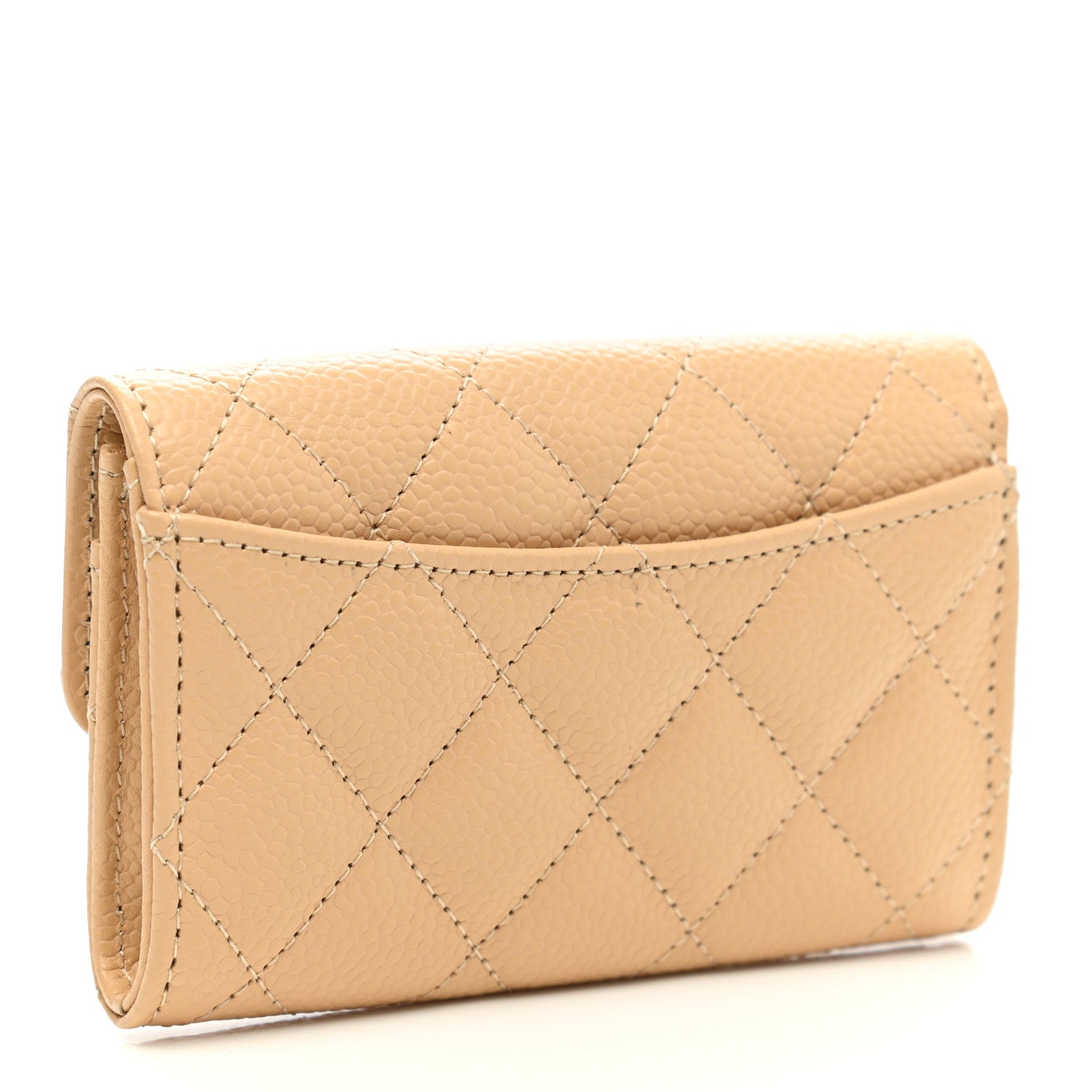 Chanel Caviar Quilted Flap Card Holder Wallet Light Beige 3 of 10