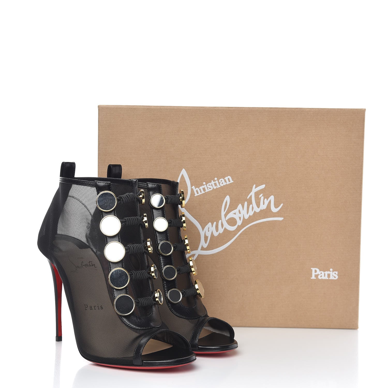 Christian Louboutin Mesh Nappa Marikate 100 Ankle Boots 38.5 Black 9 of 9