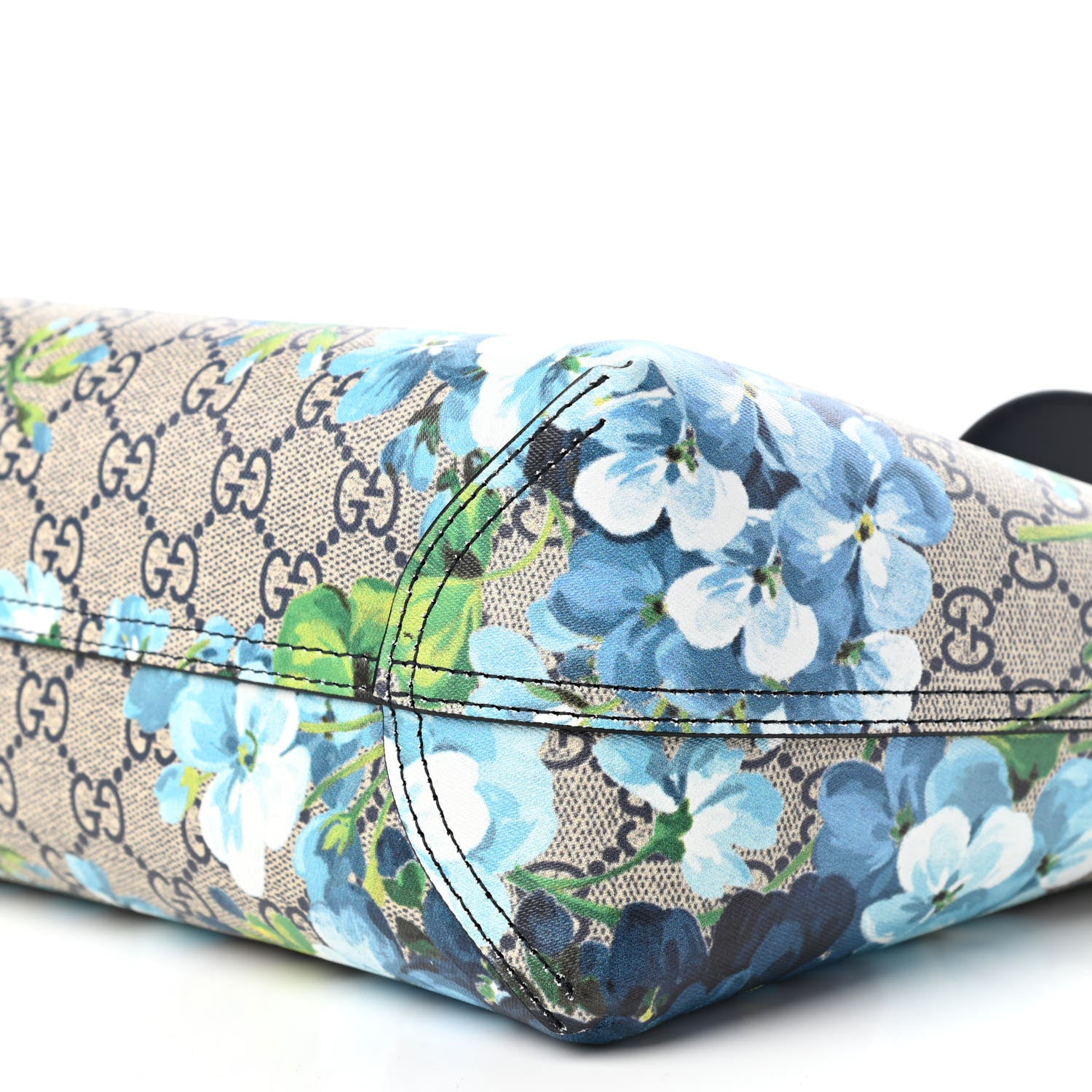 Gucci GG Supreme Monogram Blooms Small Reversible Tote Beige Blue Navy 12 of 14
