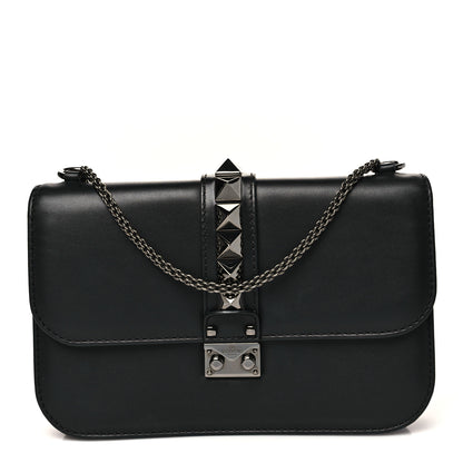 Valentino Garavani Vitello Medium Glam Lock Rockstud Flap Black 1 of 9