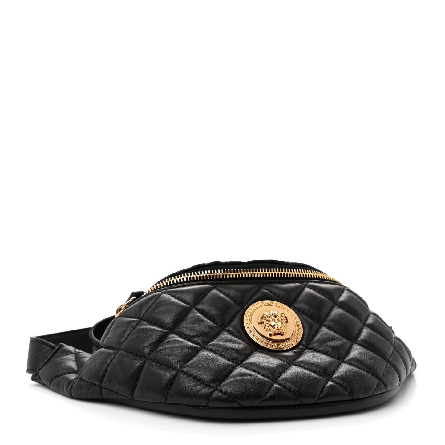 Nappa Quilted Medusa Belt Bag Black