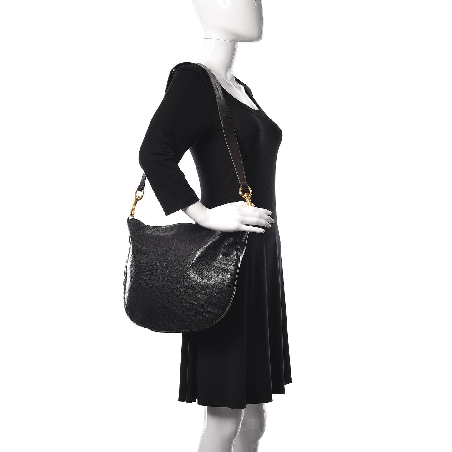 Ostrich Shoulder Bag Black