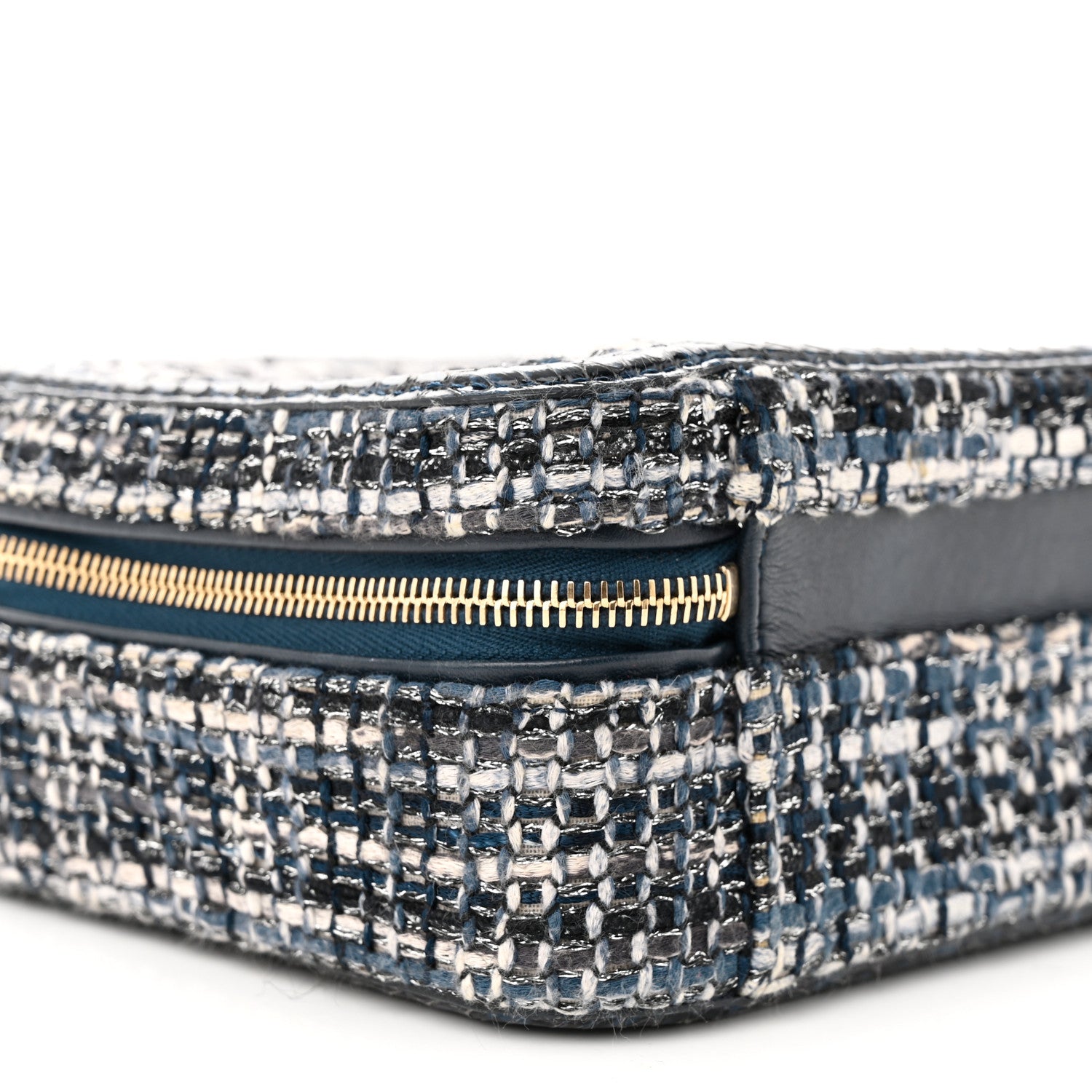 Chanel Tweed Snakeskin Quilted Medium CC Filigree Vanity Case Dark Navy 9 of 10