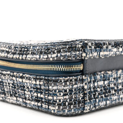 Chanel Tweed Snakeskin Quilted Medium CC Filigree Vanity Case Dark Navy 9 of 10