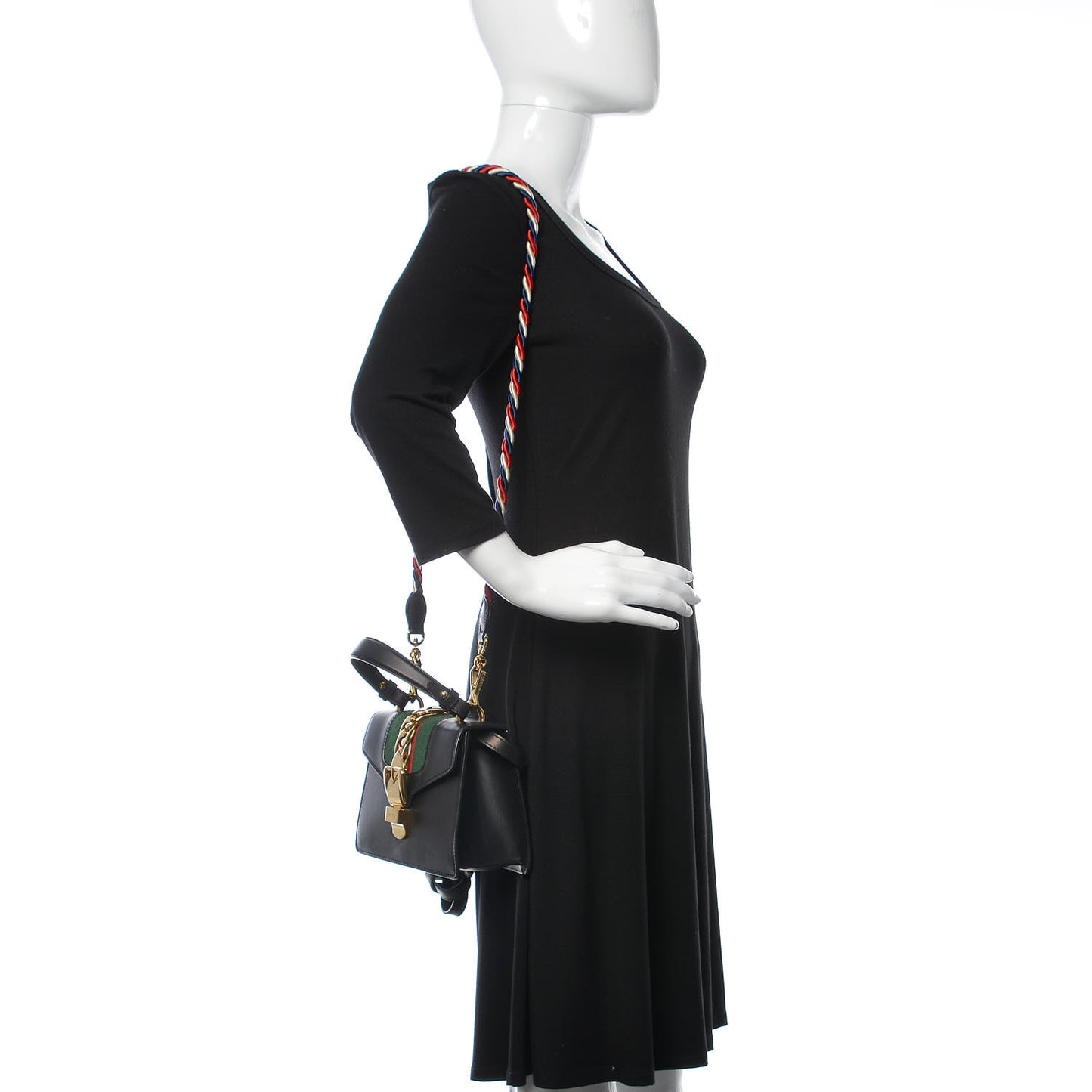 Calfskin Mini Sylvie Top Handle Bag Black