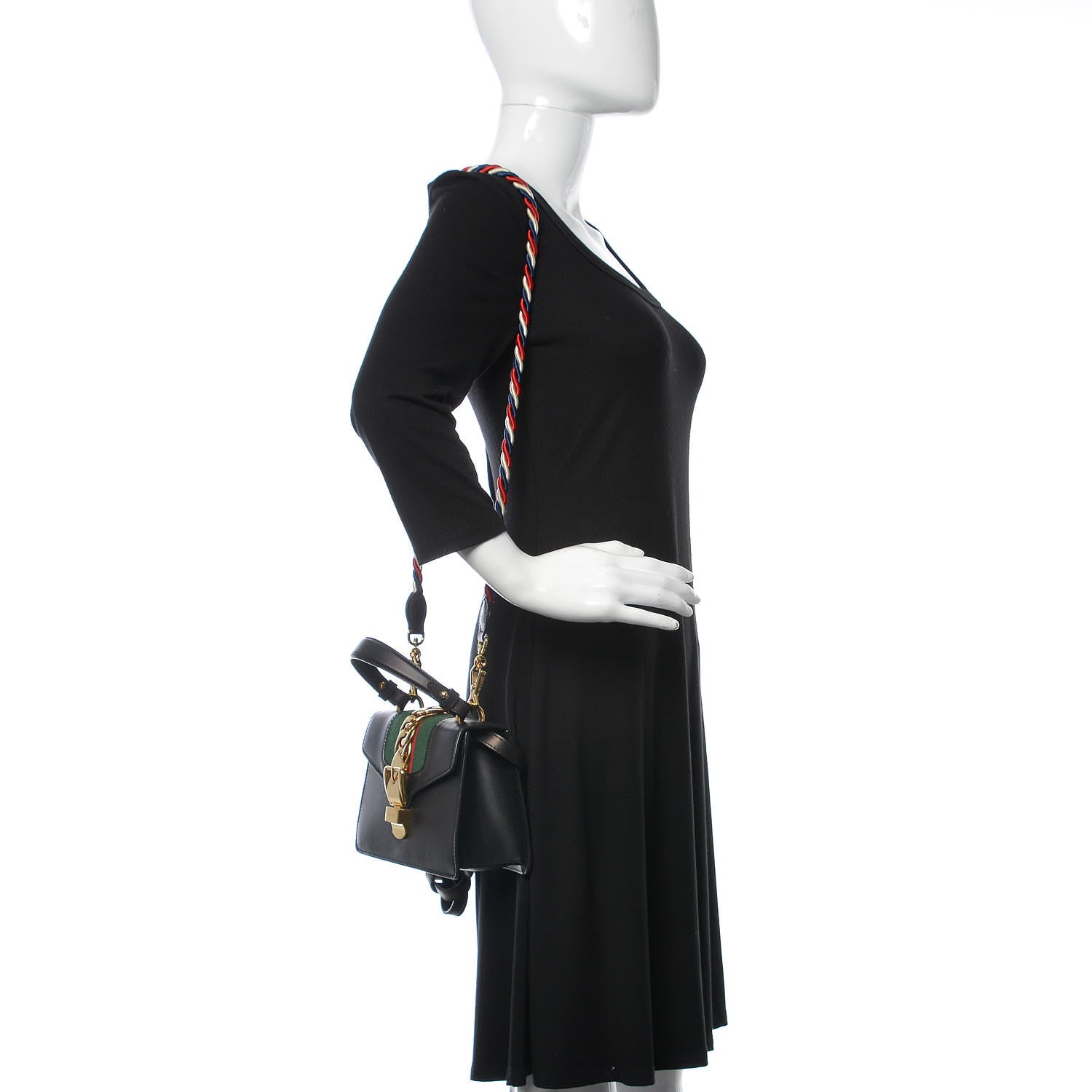 Gucci Calfskin Mini Sylvie Top Handle Bag Black 3 of 14