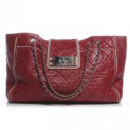 Chanel Lambskin Quilted East West Large Tote Red 1 of 7