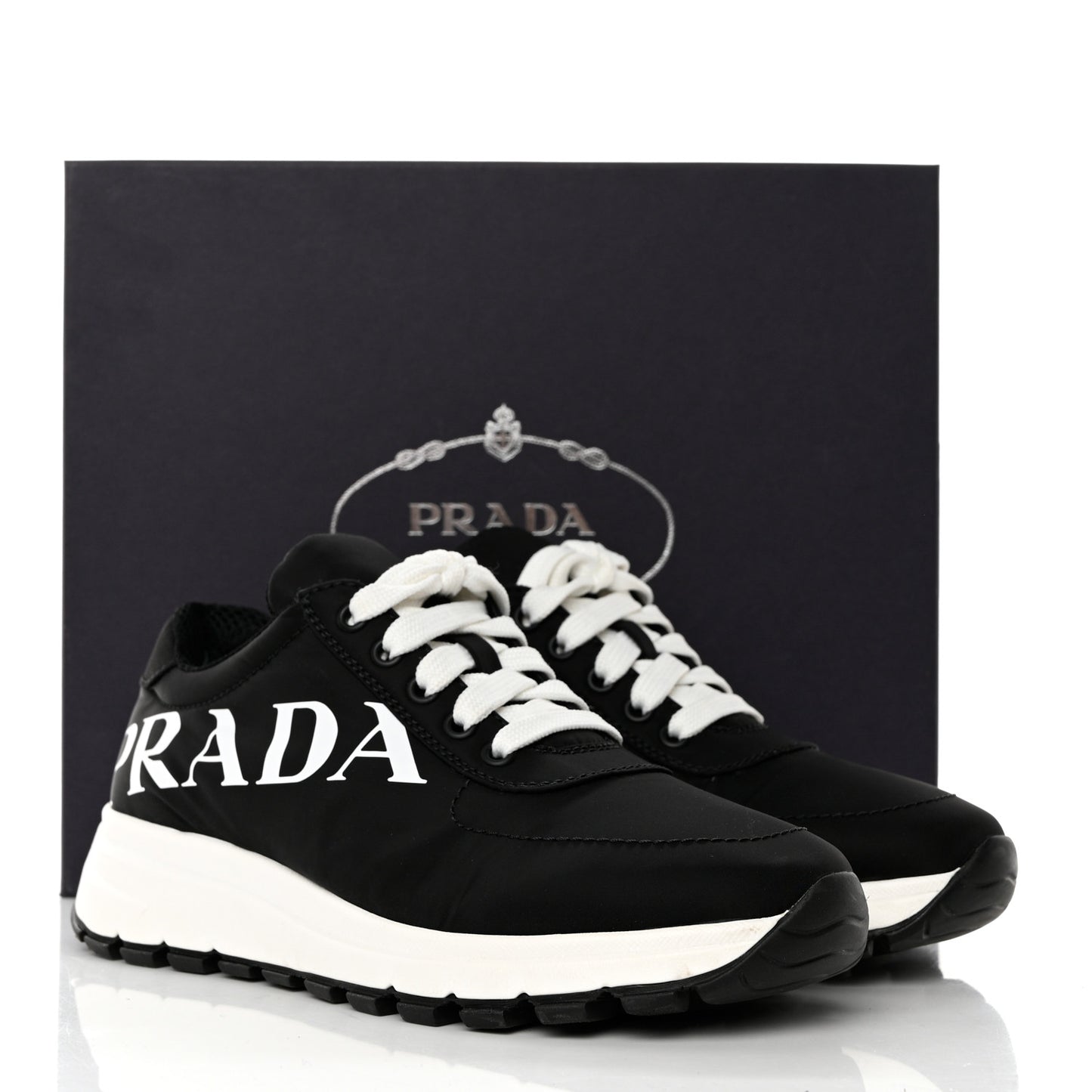 Nylon Piuma Logo Sneakers 37 Black White