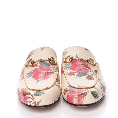 Gucci Calfskin Stamp Allover Rose Princetown Slippers 37 Ivory Multicolor 2 of 9