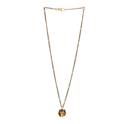 Gucci Metal Pearl Crystal Lion Head Necklace Aged Gold Multicolor 3 of 6
