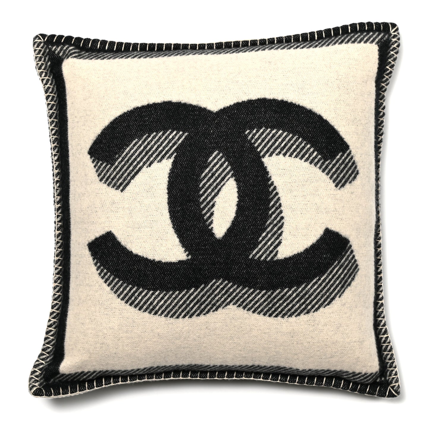 Merino Wool Cashmere CC Pillow Beige Black