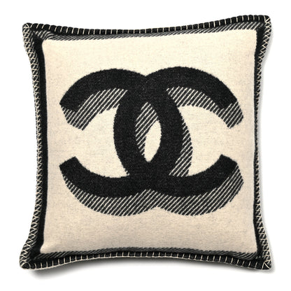 Chanel Merino Wool Cashmere CC Pillow Beige Black 1 of 3