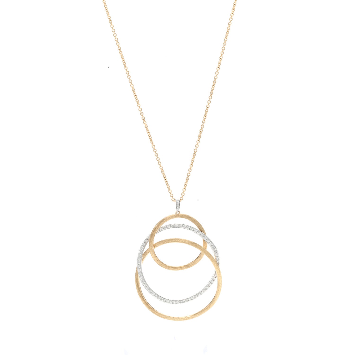 Marco Bicego 18K Yellow White Gold Diamond Jaipur Circle Link Pendant Necklace 1 of 5