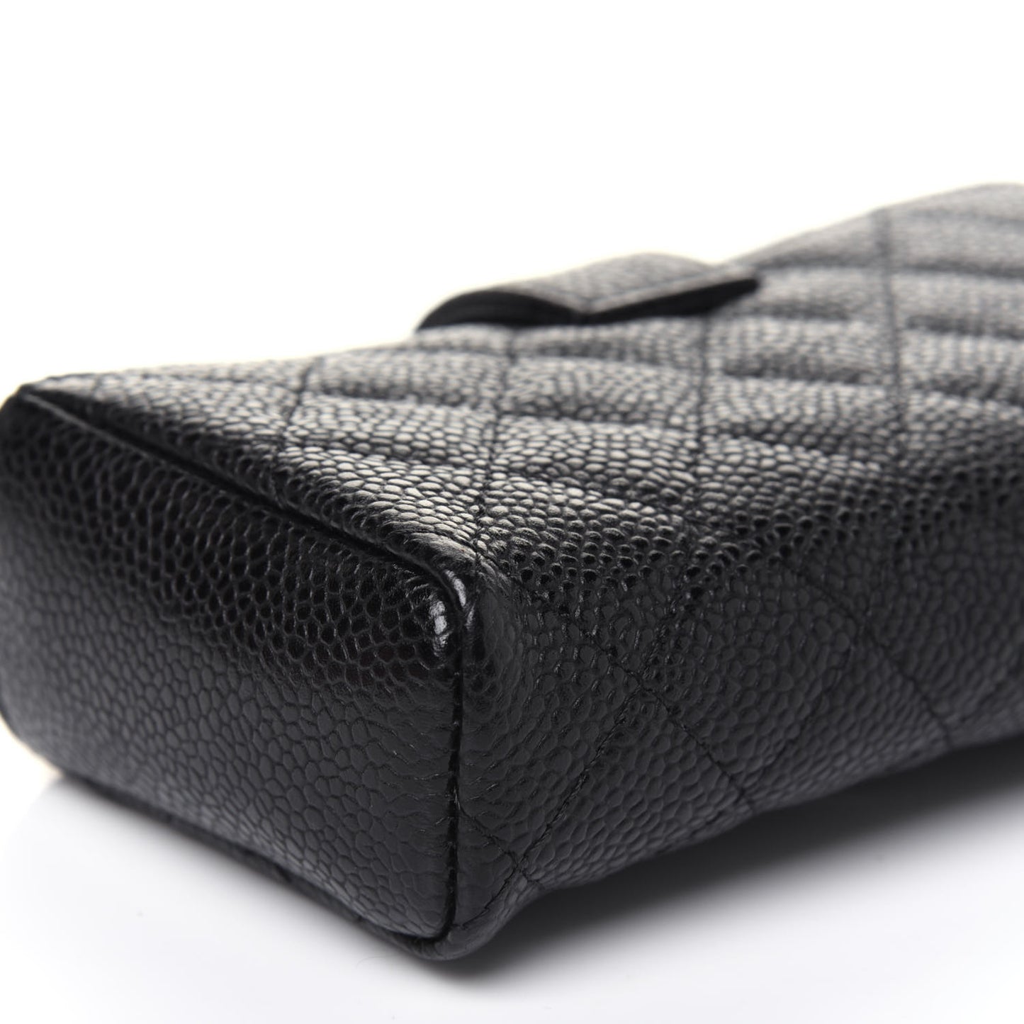 Caviar Quilted Mini Phone Holder Clutch Black