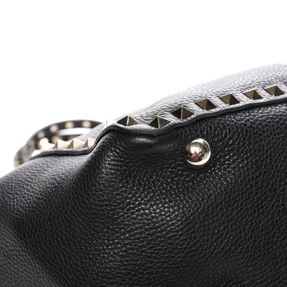 Valentino Garavani Grained Calfskin Small Rockstud Tote Black 13 of 14