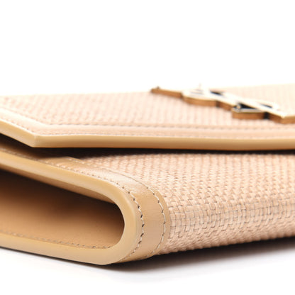 Saint Laurent Micro Raffia Monogram Uptown Chain Wallet Natural Hay Blush 8 of 13