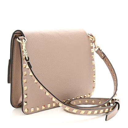 Valentino Garavani Grained Calfskin Small Rockstud Flap Crossbody Bag Poudre 3 of 9