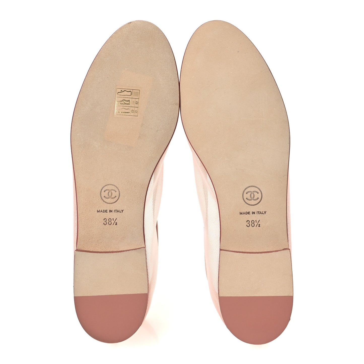 Mesh Grosgrain CC Cap Toe Ballerina Flats 38.5 Light Pink Dark Pink