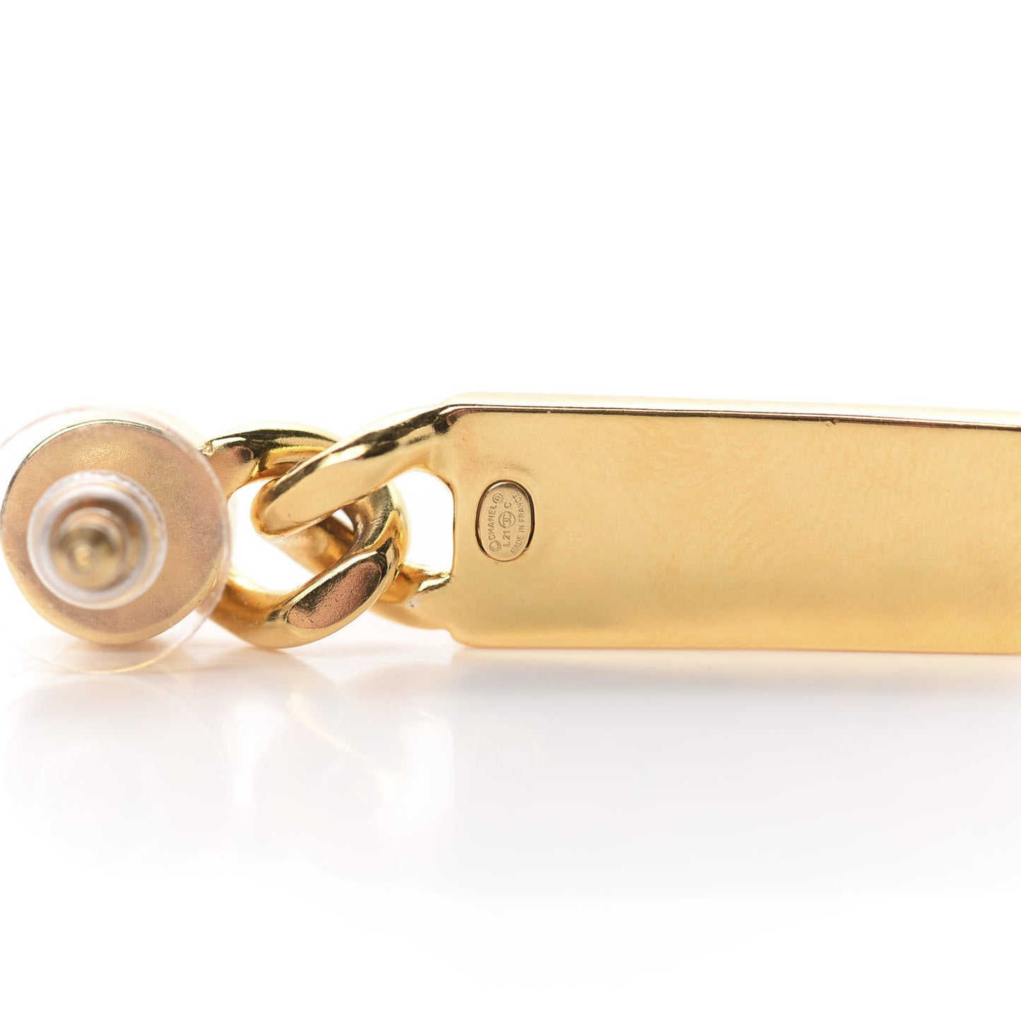 Crystal Tag Drop Earrings Gold
