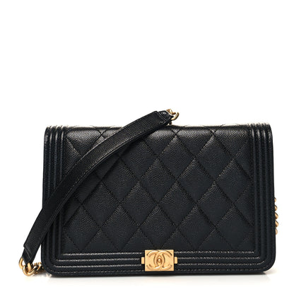 Chanel Caviar Quilted Boy Wallet On Chain WOC Black 1 of 12
