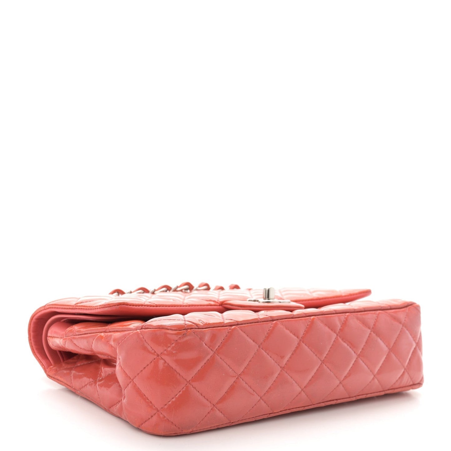 Patent Quilted Medium Double Flap Coral